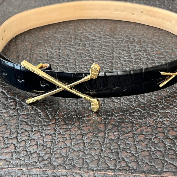 IBBELTCOMPANY GOLF CLUB BUCKLE BELT ITALIAN LEATHER MEDIUM - Picture 6 of 8